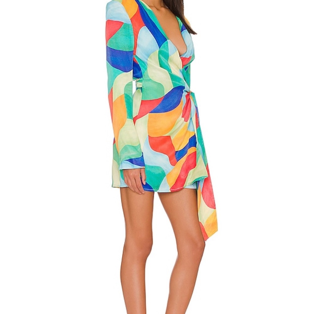 Cowl Front Dress in Abstract Watercolor - brand new, never worn